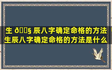 生 🐧 辰八字确定命格的方法「生辰八字确定命格的方法是什么 🐵 」